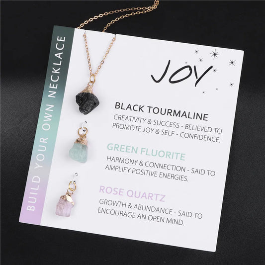 Natural Mineral Stone Charm Necklace Set – Interchangeable Crystal Pendants for Women