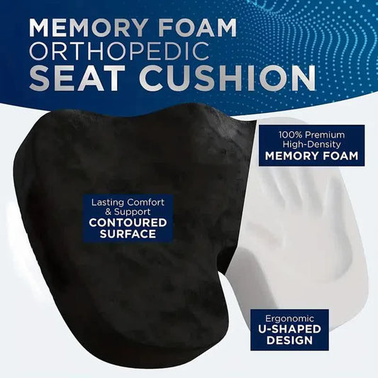 Travel Seat Cushion – Memory Foam U-Shaped Pillow for Chair & Car Hip Support