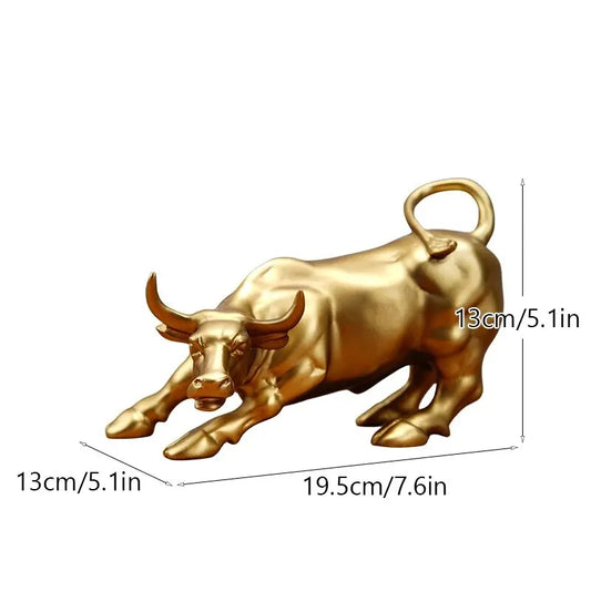 NORTHEUINS Wall Street Bull Market Figurine – Feng Shui Wealth Statue for Office & Desktop Decor