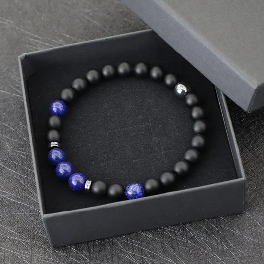 Noter Handmade Men's Bracelet – 8mm Onyx &amp; Tiger Eye Beaded Bracelet with Hematite Healing Properties